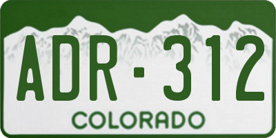 CO license plate ADR312