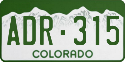 CO license plate ADR315