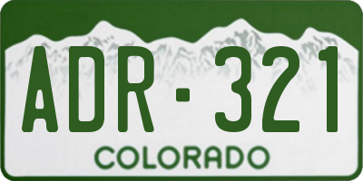 CO license plate ADR321