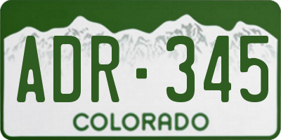 CO license plate ADR345