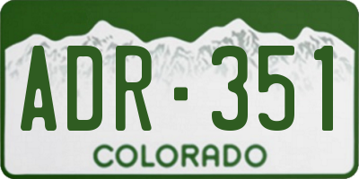CO license plate ADR351