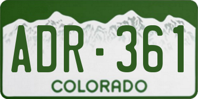 CO license plate ADR361