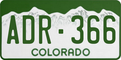 CO license plate ADR366