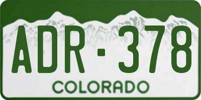 CO license plate ADR378
