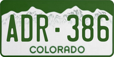 CO license plate ADR386