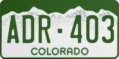 CO license plate ADR403