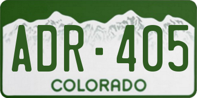 CO license plate ADR405