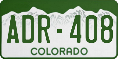 CO license plate ADR408