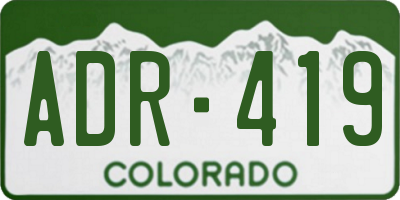CO license plate ADR419