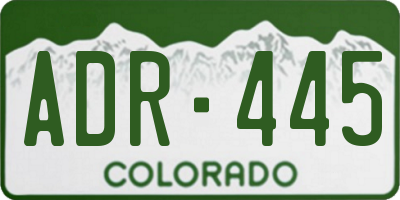 CO license plate ADR445