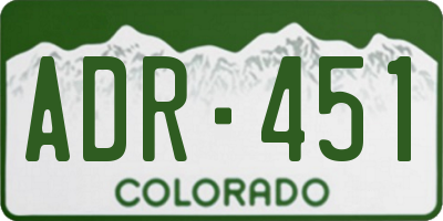 CO license plate ADR451