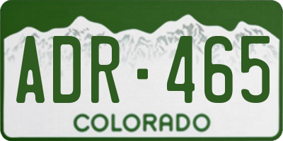 CO license plate ADR465