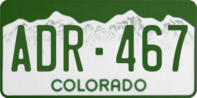 CO license plate ADR467