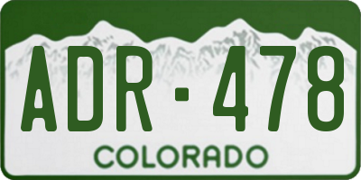 CO license plate ADR478
