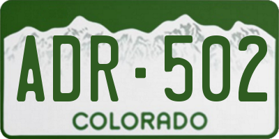 CO license plate ADR502