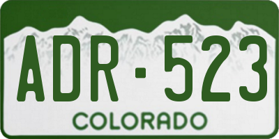 CO license plate ADR523