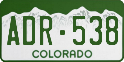 CO license plate ADR538
