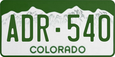 CO license plate ADR540