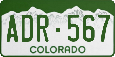 CO license plate ADR567