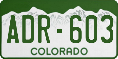 CO license plate ADR603