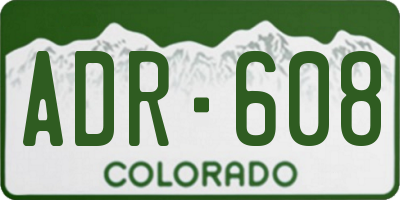 CO license plate ADR608