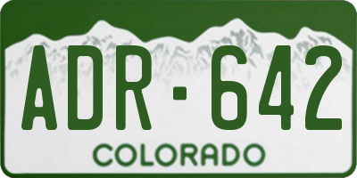 CO license plate ADR642