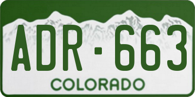 CO license plate ADR663