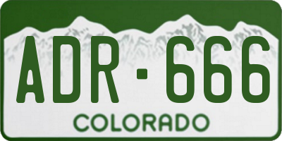 CO license plate ADR666