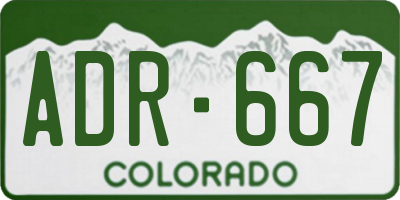 CO license plate ADR667