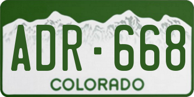 CO license plate ADR668