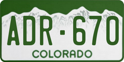 CO license plate ADR670