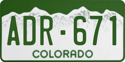 CO license plate ADR671