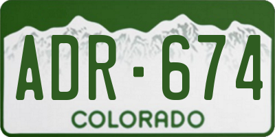 CO license plate ADR674