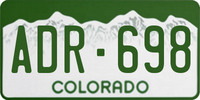 CO license plate ADR698