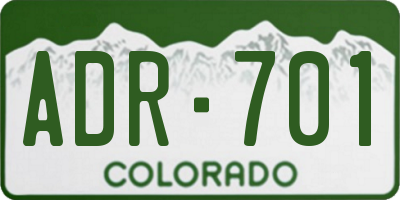 CO license plate ADR701