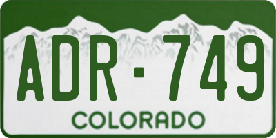 CO license plate ADR749
