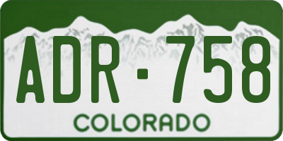 CO license plate ADR758