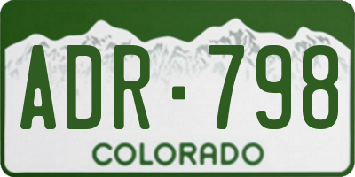CO license plate ADR798