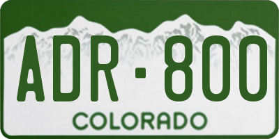 CO license plate ADR800