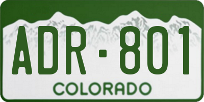 CO license plate ADR801