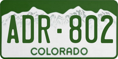 CO license plate ADR802