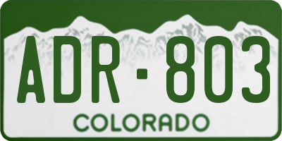 CO license plate ADR803
