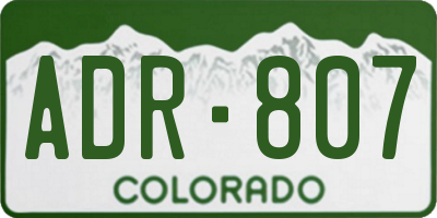 CO license plate ADR807