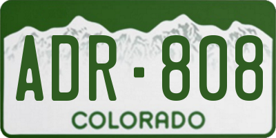 CO license plate ADR808