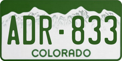 CO license plate ADR833