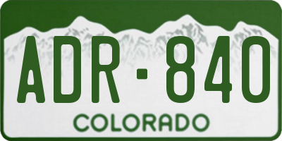 CO license plate ADR840