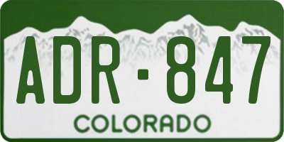 CO license plate ADR847