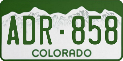 CO license plate ADR858