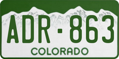 CO license plate ADR863