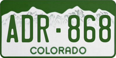 CO license plate ADR868